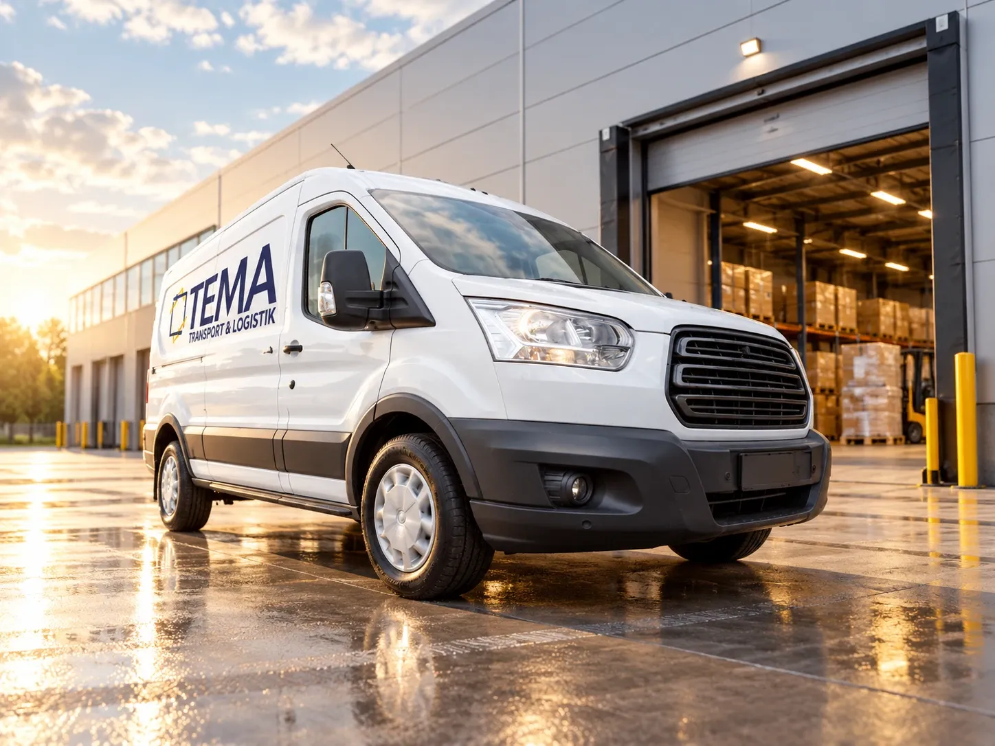 Transporter von TEMA Transport & Logistik am Ladetor